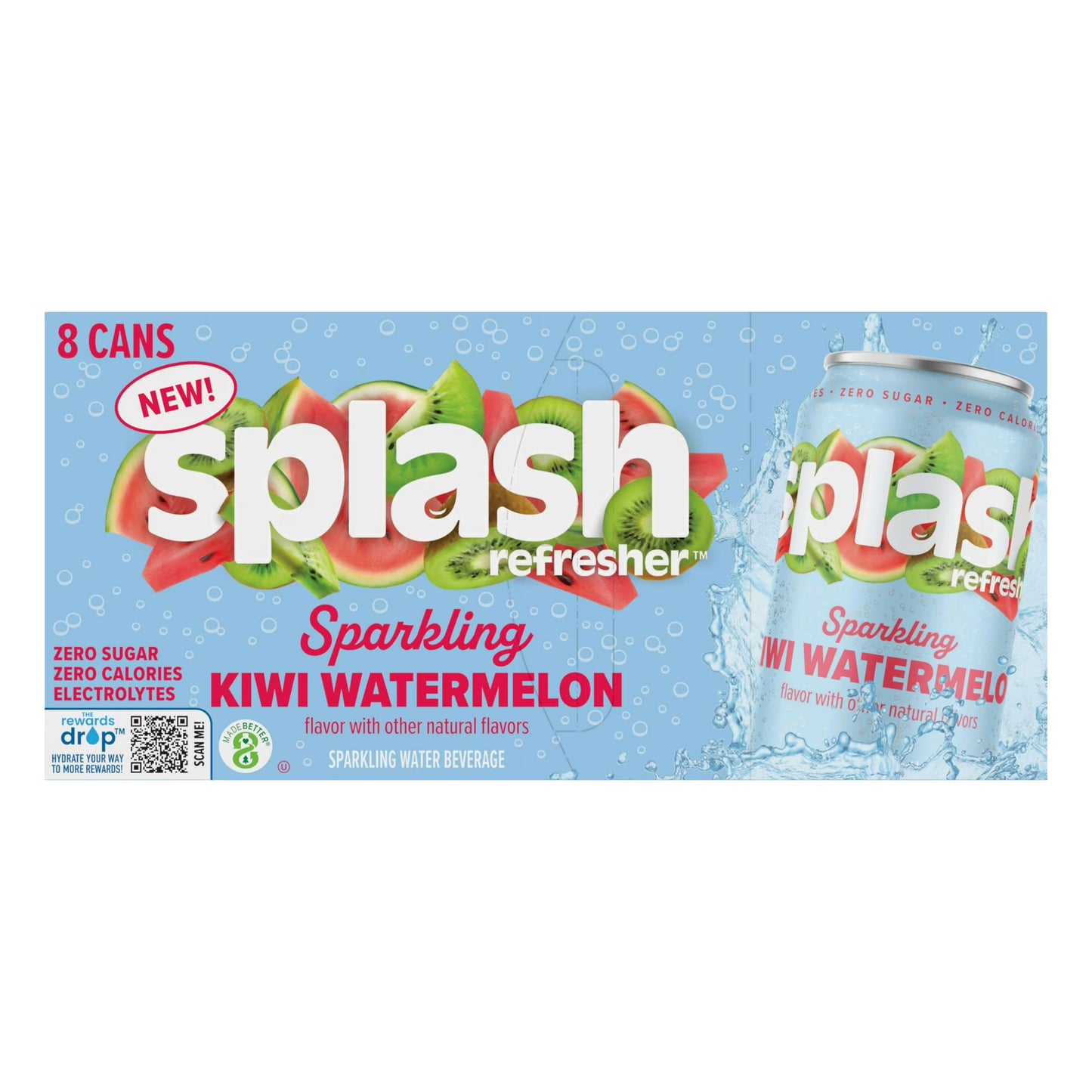 Splash Kiwi Watermelon Sparkling Water, 12 fl oz, 8 Cans