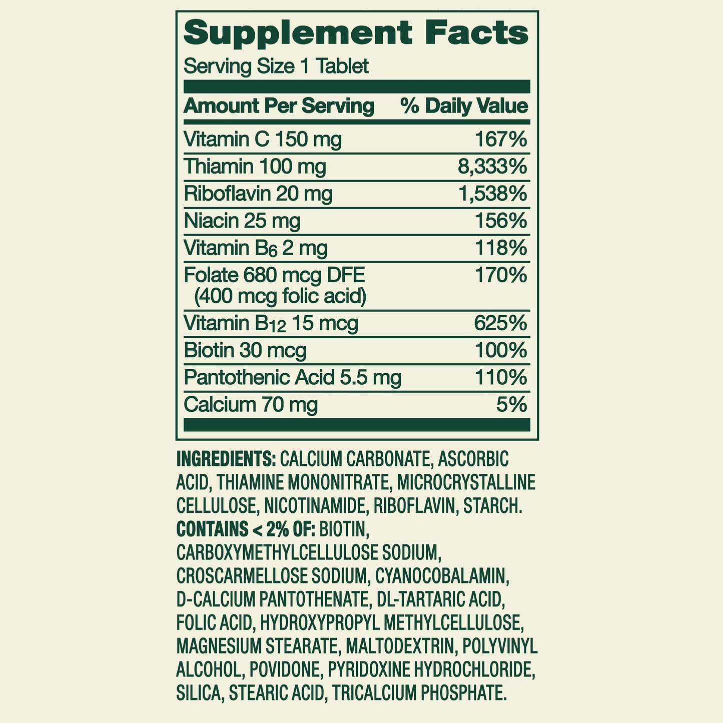 Spring Valley Super Vitamin B-Complex Dietary Supplement, 100 Count, Tablets for Metabolism Support