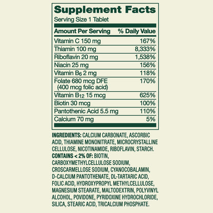 Spring Valley Super Vitamin B-Complex Dietary Supplement, 100 Count, Tablets for Metabolism Support