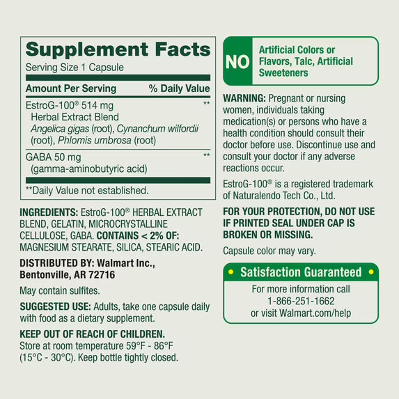 Spring Valley Menopause Support with Estro-G 100 for Women's Health Capsules, 30 Count