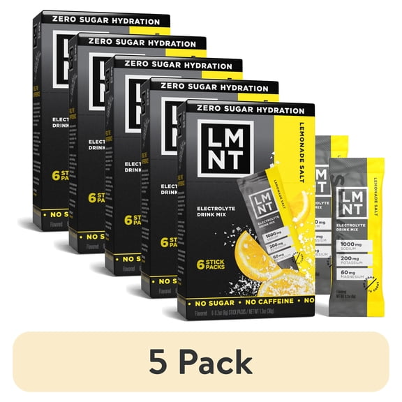 (5 pack) LMNT Zero Sugar Electrolyte Drink Mix - Lemonade - 6 Count