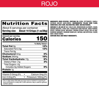 Pringles Rojo Potato Crisps Chips, Lunch Snacks, 5.5 oz Canister