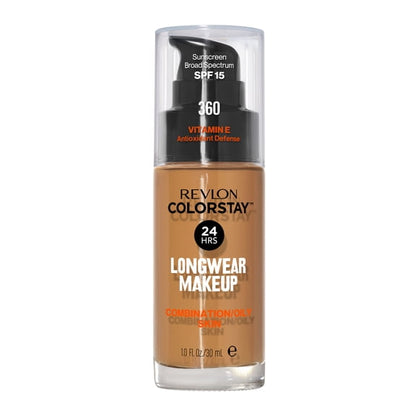 Revlon ColorStay Liquid Foundation Makeup, Matte Finish, Combination/Oily Skin, SPF 15, 360 Golden Caramel, 1 fl oz