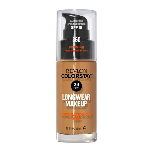 Revlon ColorStay Liquid Foundation Makeup, Matte Finish, Combination/Oily Skin, SPF 15, 360 Golden Caramel, 1 fl oz