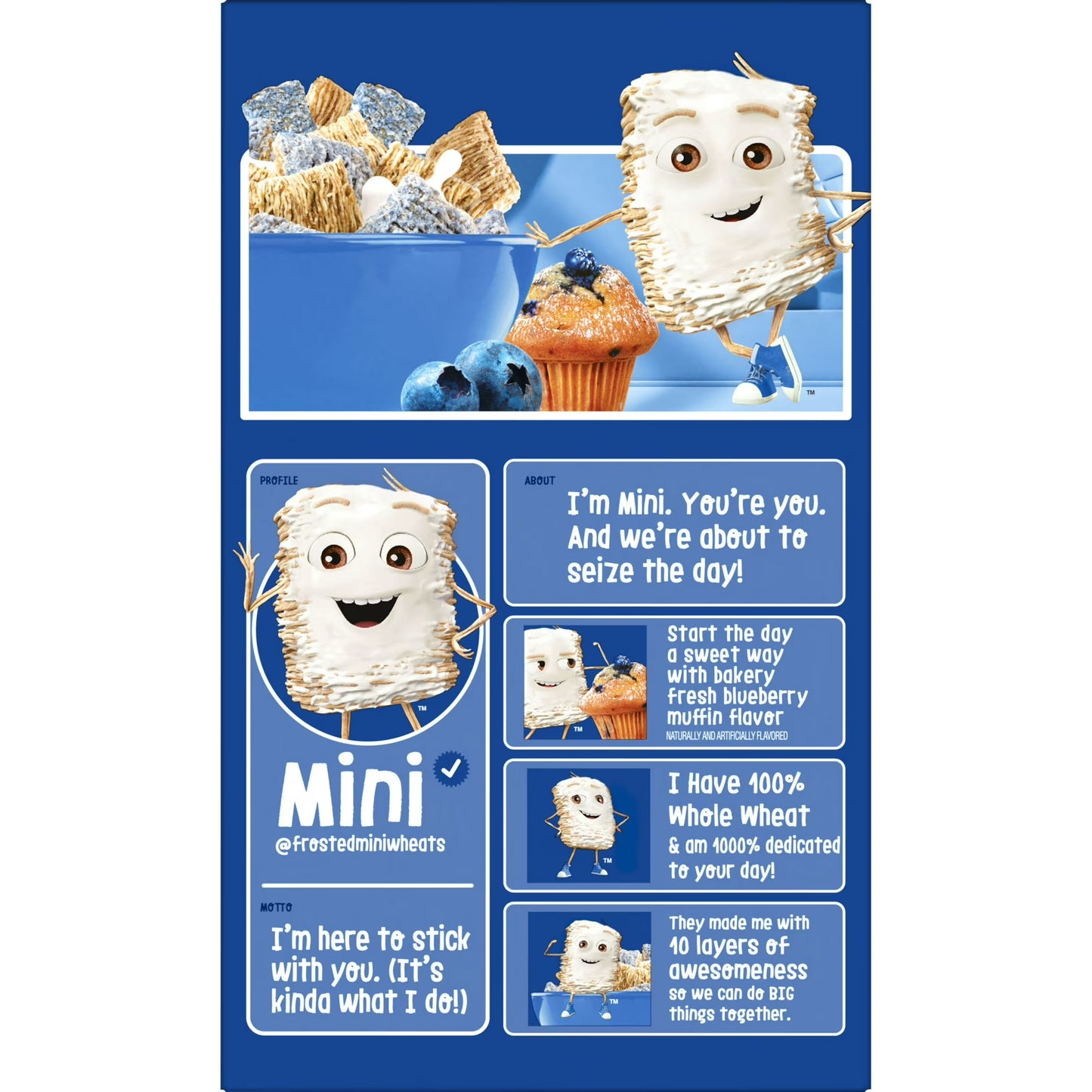 Kellogg's Frosted Mini-Wheats Blueberry Muffin Breakfast Cereal, 48g Whole Grain, Family Size, 20 oz