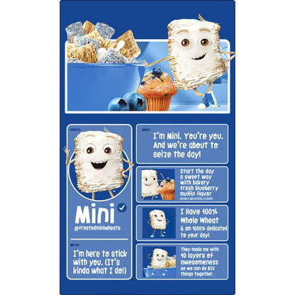 Kellogg's Frosted Mini-Wheats Blueberry Muffin Breakfast Cereal, 48g Whole Grain, Family Size, 20 oz