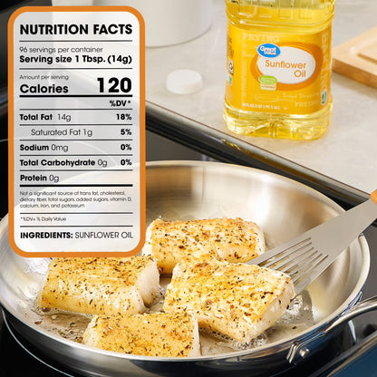 Great Value Sunflower Oil, Heart Healthy, High Smoke Point, 48 fl oz Bottle