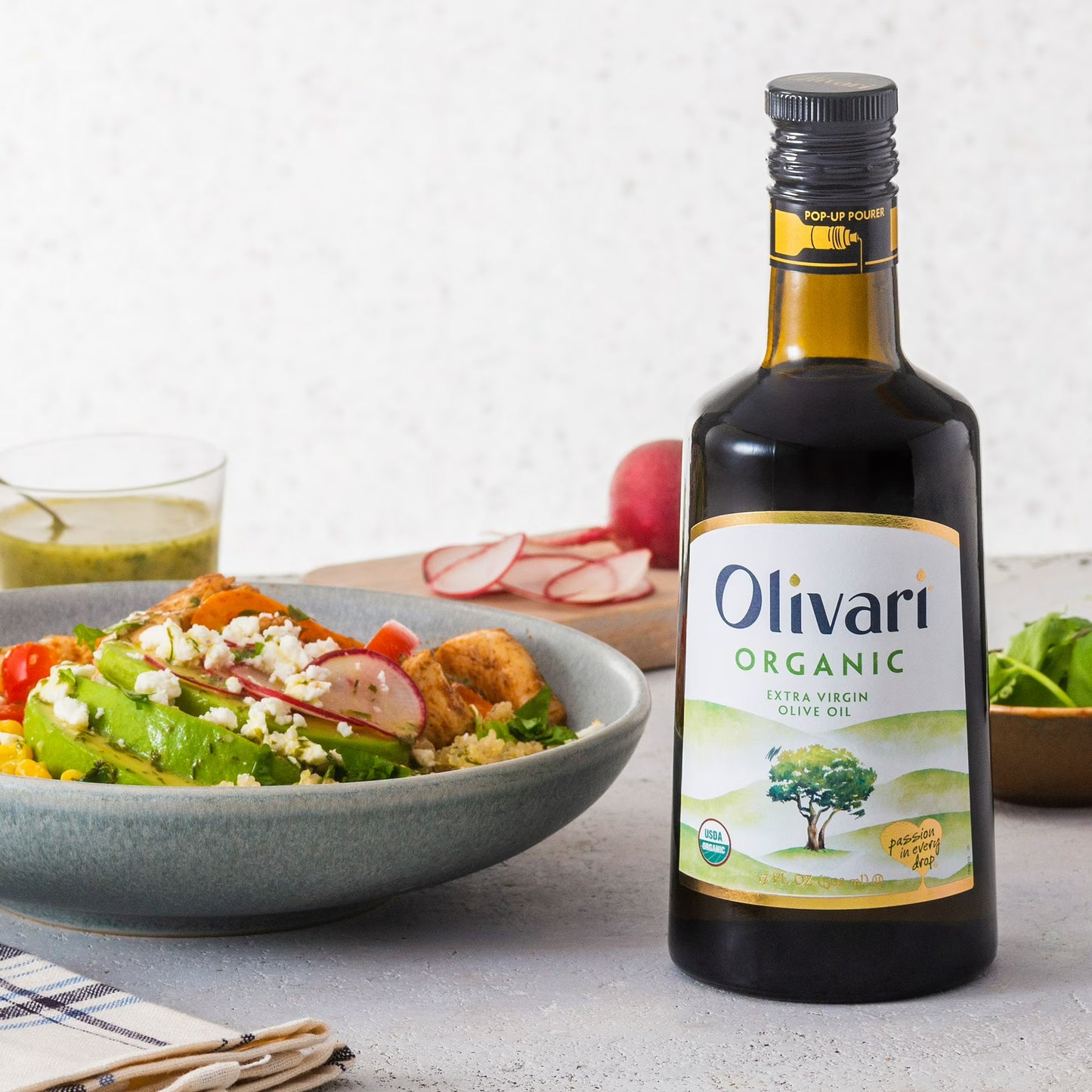 (2 pack) Olivari Organic Extra Virgin Olive Oil, 17 fl oz Glass Bottle