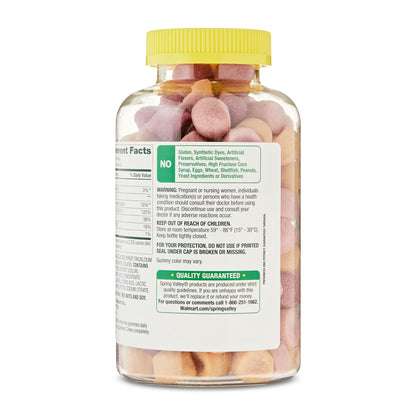 Spring Valley Calcium 500 mg Plus Vitamin D 25 mcg Gummies, 100 Count, Bone Health Dietary Supplement