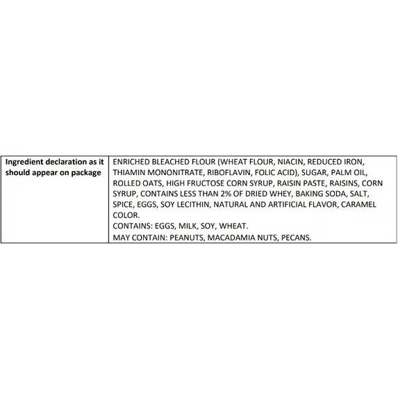 Homestyle Soft Baked Oatmeal Raisin Cookie 6 Count, Ready to Eat, Kosher Dairy, Contains: Eggs, Milk, Soy, Wheat
