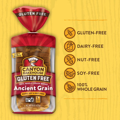 Canyon Bakehouse Ancient Grain Gluten Free Bread, 100% Whole Grain Sandwich Bread, Fresh, 15 oz