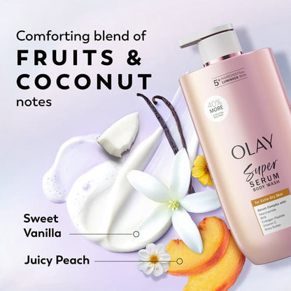 Olay Super Serum Body Wash for Extra Dry Skin, Serum Complex for Luminous Skin, 28 fl oz