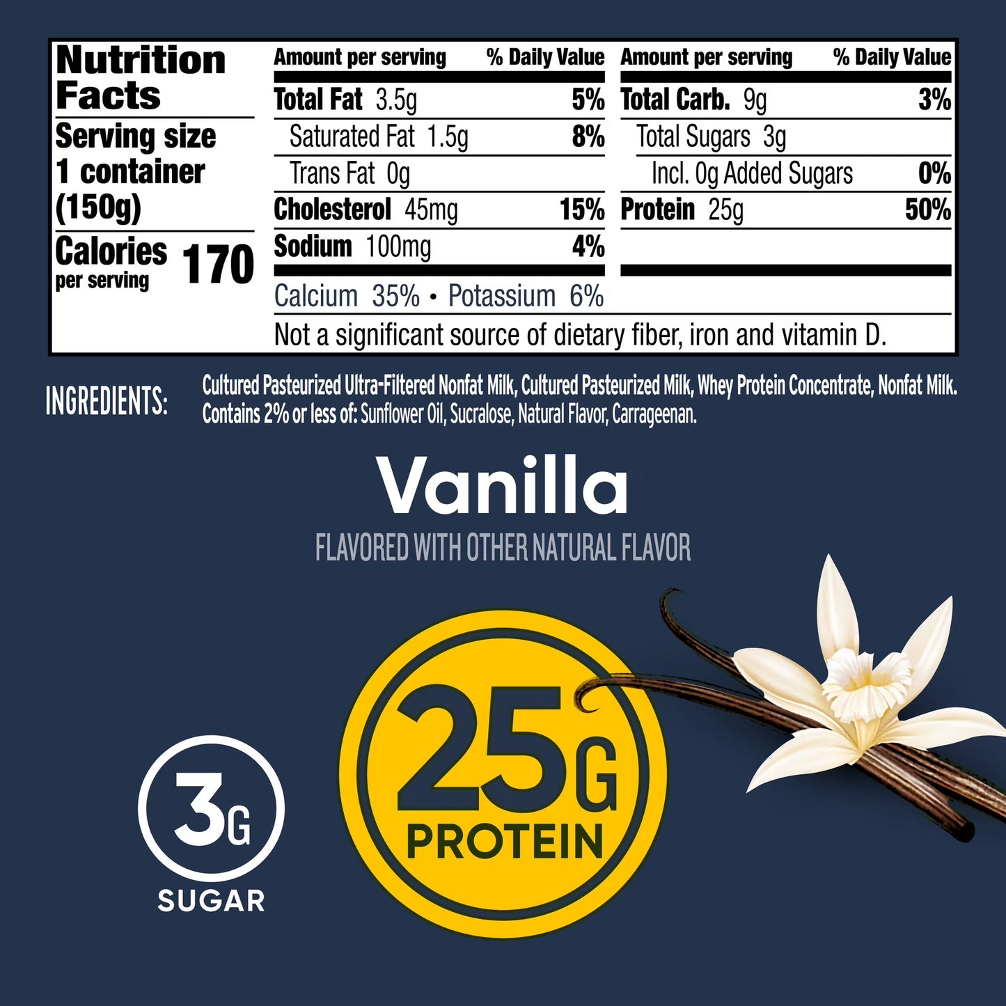 Ratio Yogurt Protein Cultured Dairy Snack, Vanilla, 25g Protein, 5.3 OZ