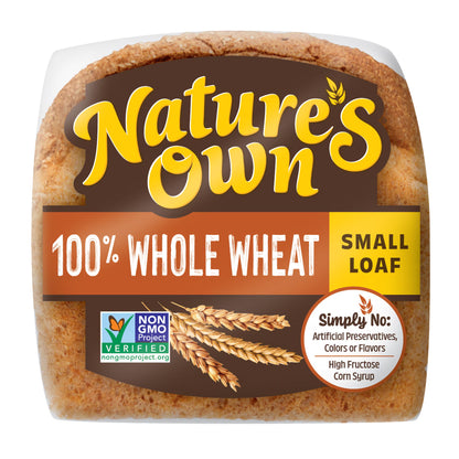 Nature's Own 100% Whole Wheat, Non-GMO Small Loaf Bread, Sandwich Bread, 12 oz Loaf