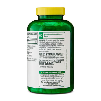 Spring Valley Potassium Dietary Supplement Caplets for Heart Health, 99 mg, 500 Count Value Size