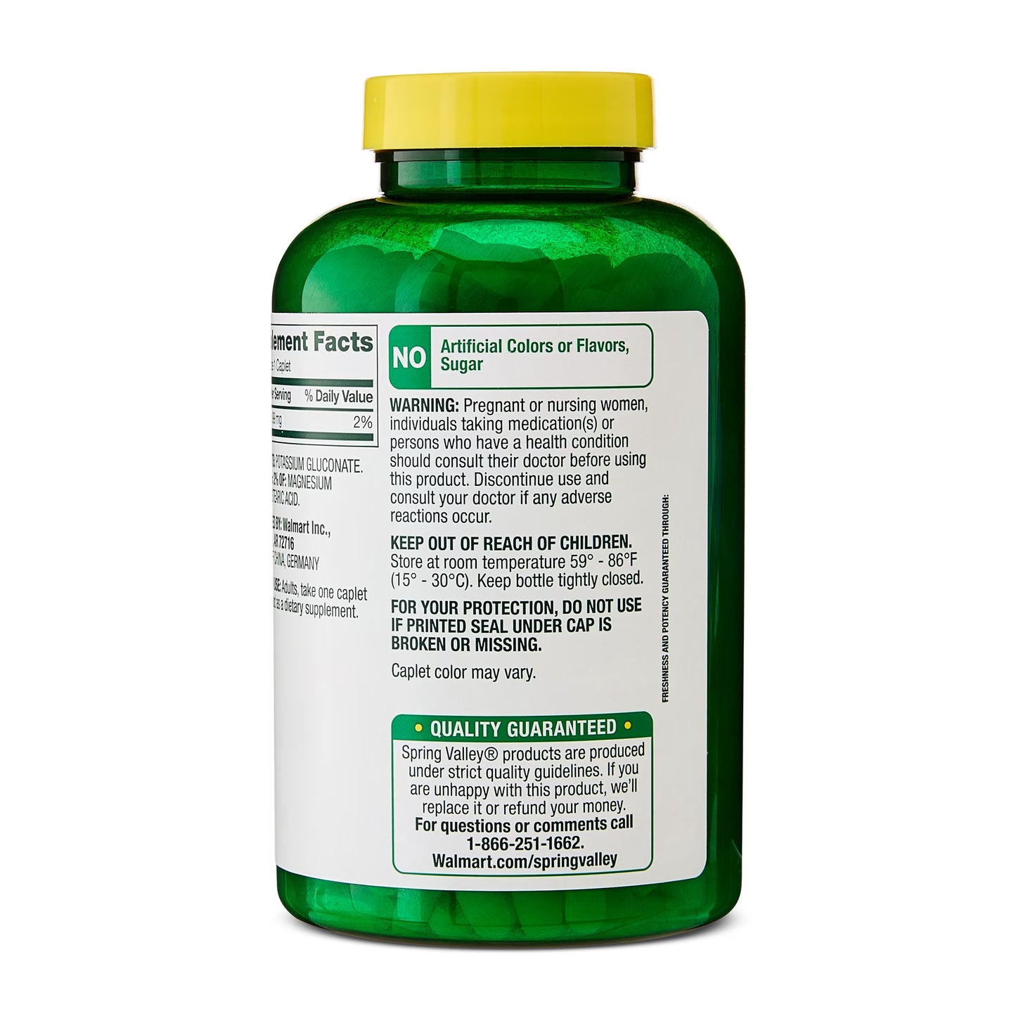 (2 pack) Spring Valley Potassium Dietary Supplement Caplets for Heart Health, 99 mg, 500 Count Value Size