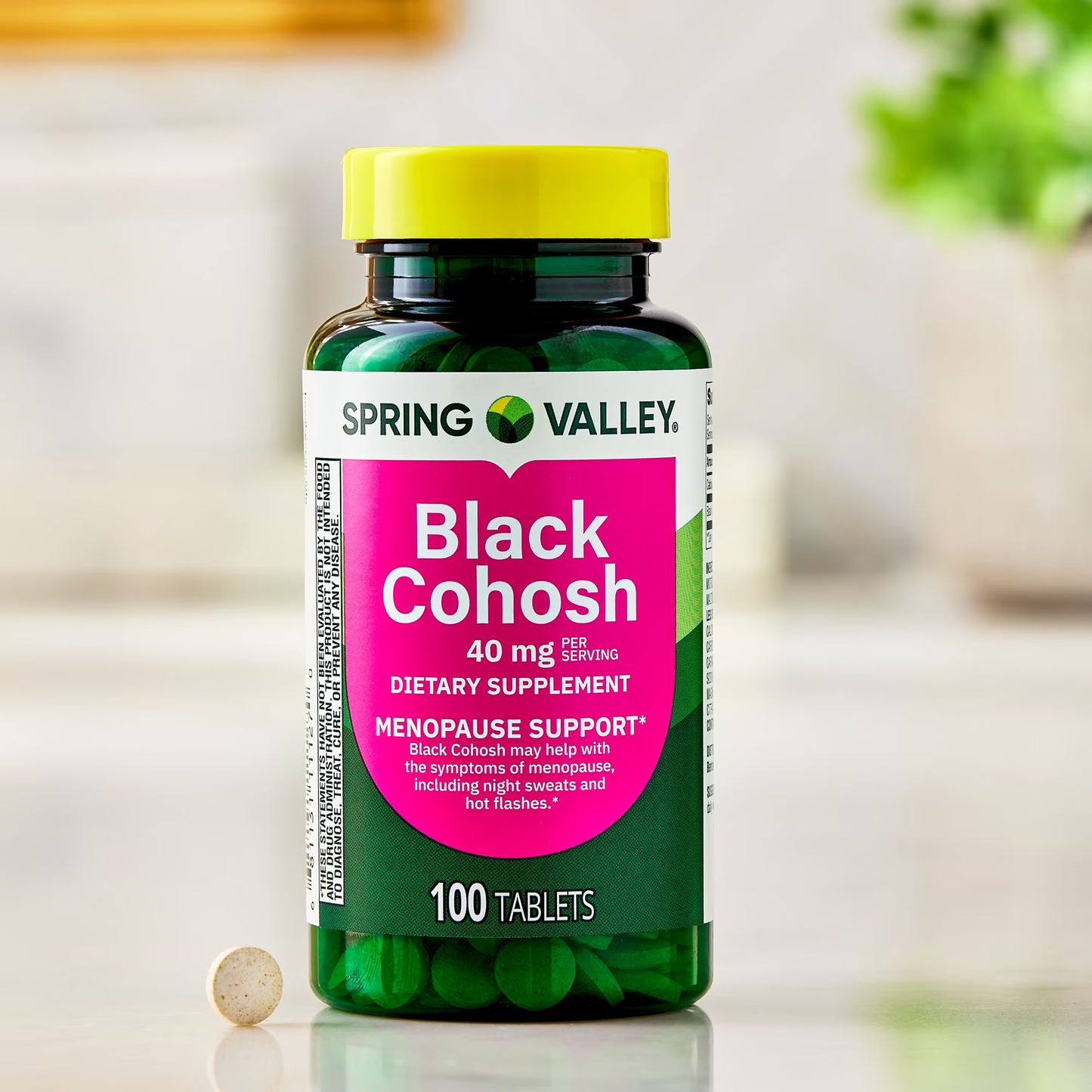 Spring Valley Black Cohosh Menopause Support Dietary Supplement Tablets, 40 mg, 100 Count
