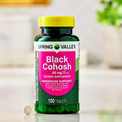(3 pack) Spring Valley Black Cohosh Menopause Support Dietary Supplement Tablets, 40 mg, 100 Count