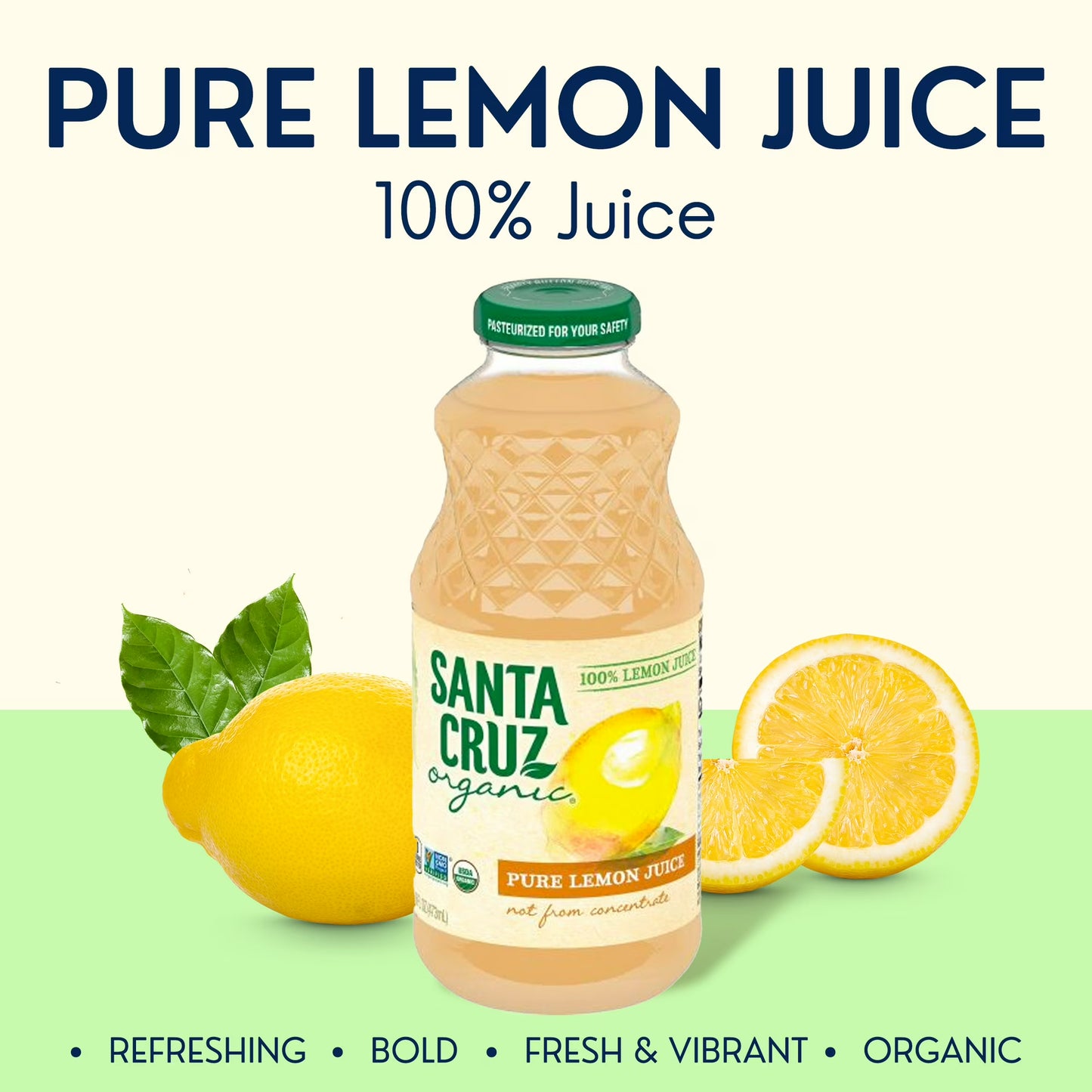 (2 pack) Santa Cruz Organic 100% Pure Lemon Juice, 16 Fluid Ounces