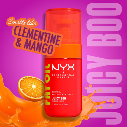 NYX Professional Makeup Fat Oil Hydrating Body Oil for Body Glow with Avocado Oil & Vitamin C, Juicy Boo, 2.36 fl oz
