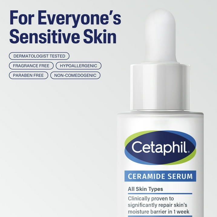 CETAPHIL Ceramide Face Serum, Lightweight Serum for All Skin Types, Ceramides, CICA & Allantoin, 1 fl oz