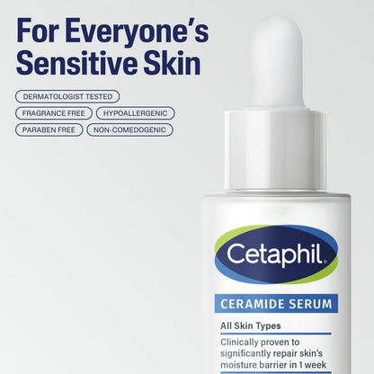 CETAPHIL Ceramide Face Serum, Lightweight Serum for All Skin Types, Ceramides, CICA & Allantoin, 1 fl oz