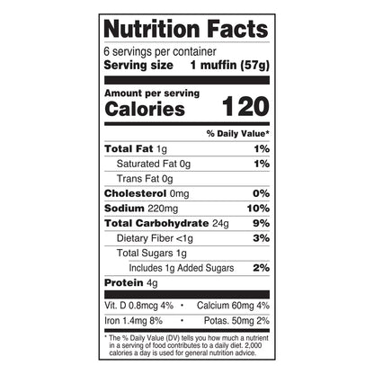 Great Value Original English Muffins, 12 oz Bag, 6 Count (Refrigerated)