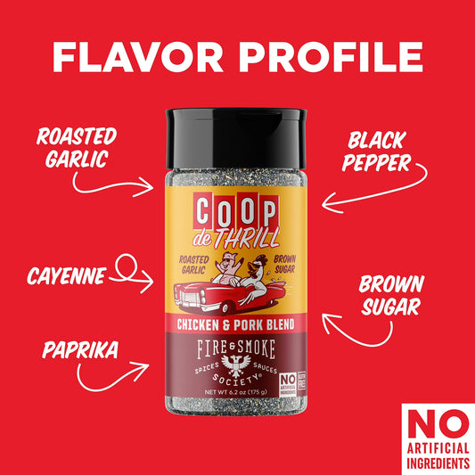 Fire & Smoke Society Coop De Thrill BBQ Poultry Seasoning Blend, 6.2 Ounce Mixed Spices & Seasonings