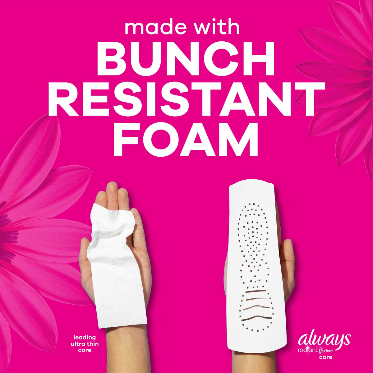 (3 pack) Always Radiant with FlexFoam Pads, Size 2, Heavy, Wings, 48 Count