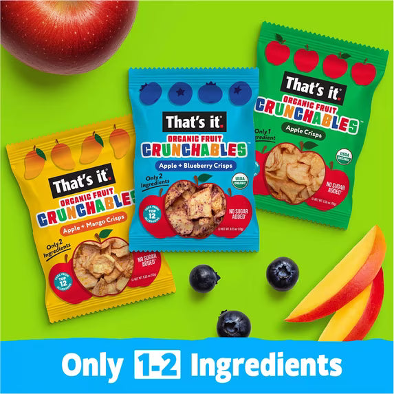 That's it Crunchables Organic Fruit Crisps Variety Pack 18- 6 each Apple, Mango and Blueberry