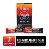 Folgers Black Silk Instant Coffee Crystals Single Serve Packets for Hot or Iced Coffee, 7 Count