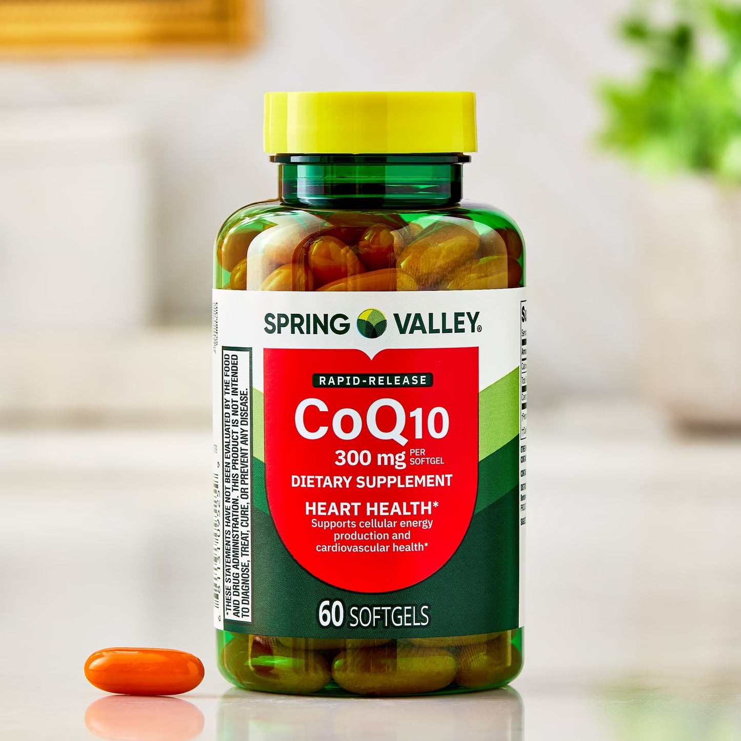 (3 pack) Spring Valley Rapid-Release CoQ10 Dietary Supplement Softgels for Heart Health, 300 mg, 60 Count
