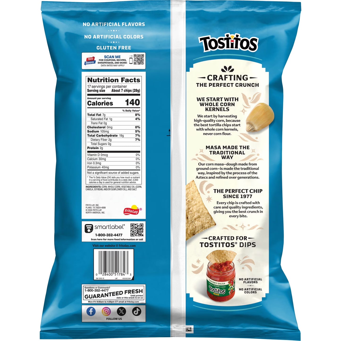 Tostitos Restaurant Style Original Tortilla Chips, 17 oz Party Size Bag