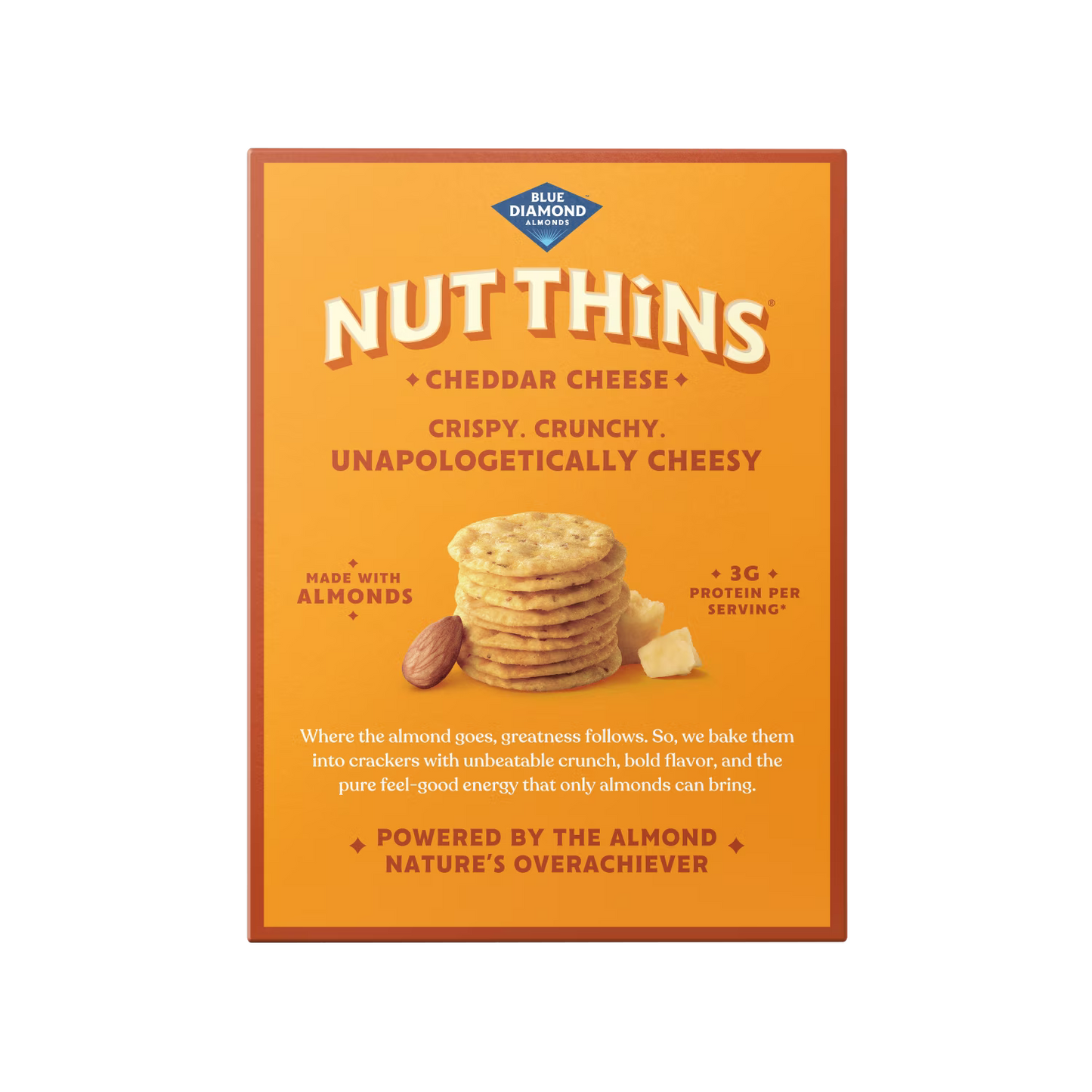 Blue Diamond Almonds Nut-Thins, Cheddar Cheese, Snack Crackers, Gluten-Free, 4.25oz Cardboard Box