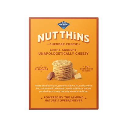 (6 pack) Blue Diamond Almonds Nut-Thins, Cheddar Cheese, Snack Crackers, Gluten-Free, 4.25oz Cardboard Box