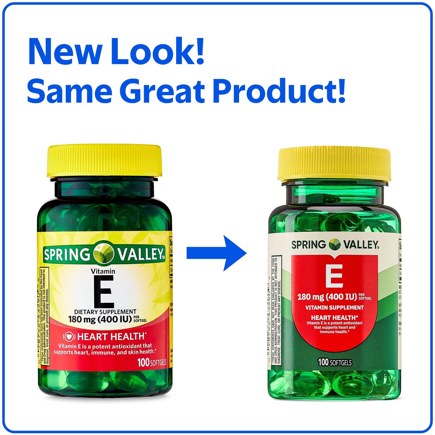(3 pack) Spring Valley Vitamin E 180 mg Softgels for Heart Health, 100 Count