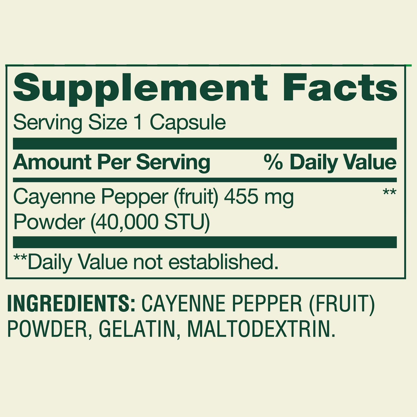 Spring Valley Cayenne Dietary Supplement Capsules for Metabolism Support, 455 mg, 100 Count