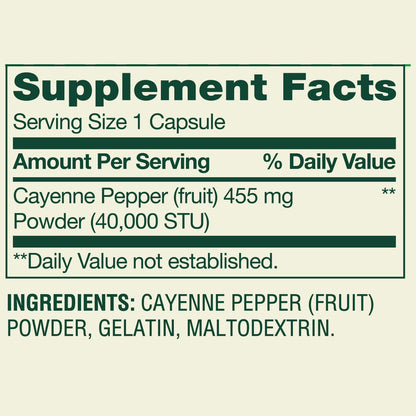 Spring Valley Cayenne Dietary Supplement Capsules for Metabolism Support, 455 mg, 100 Count