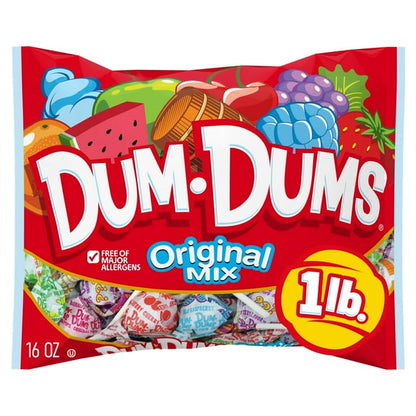 Dum Dums Original Mix Halloween Assorted Candy, Lollipops & Suckers, Hard Party Candy, 18.5 oz Bag