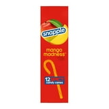 Spicy Mango Snapple Christmas Holiday Candy Canes Stocking Stuffers Individually Wrapped Treats, 12 Count