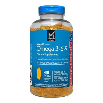 Member's Mark Omega 3-6-9 with Sustainably Sourced Tuna Oil Softgels, 300 ct.