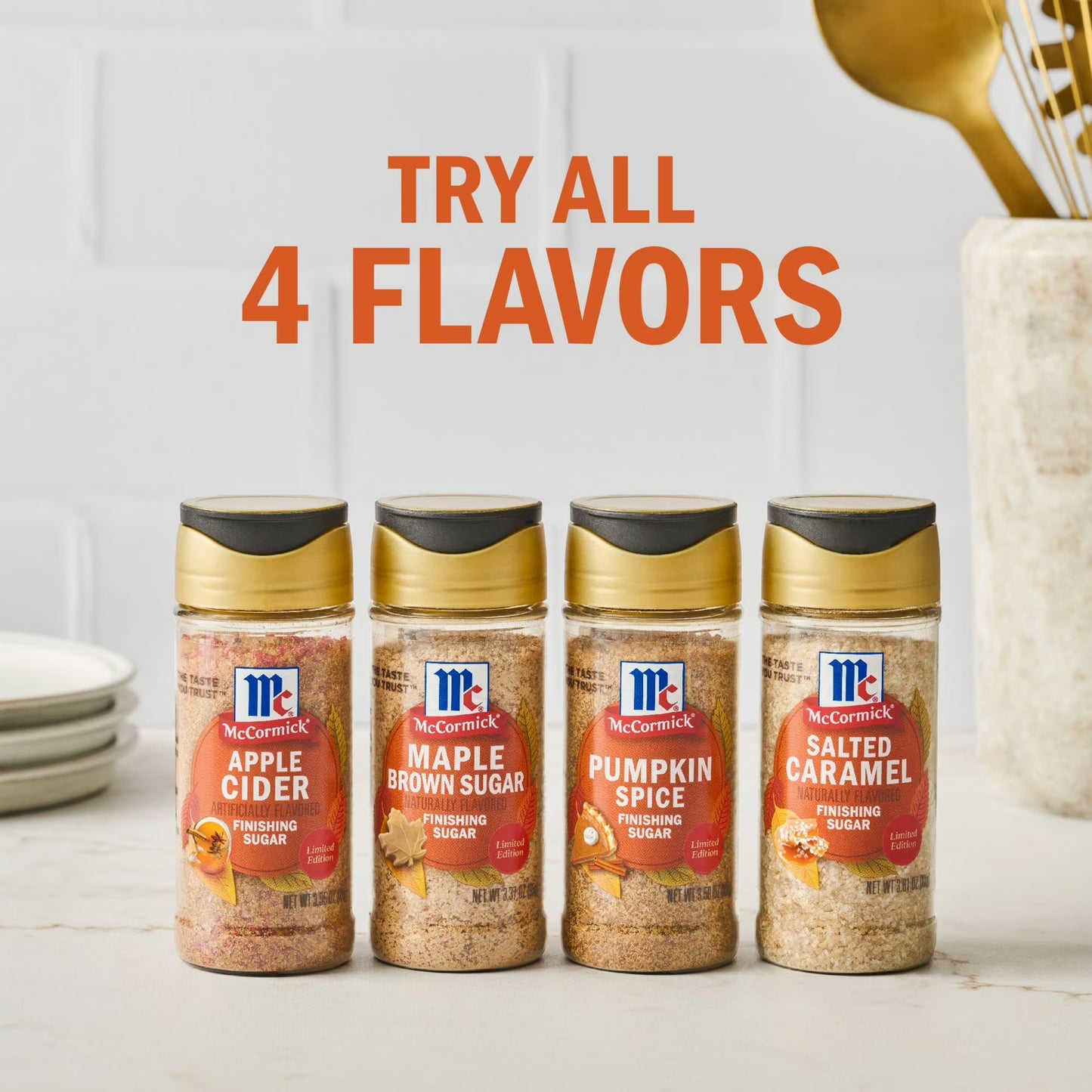 McCormick Finishing Sugar 3 Pack - Apple Cider, Maple Brown Sugar, and Pumpkin Spice
