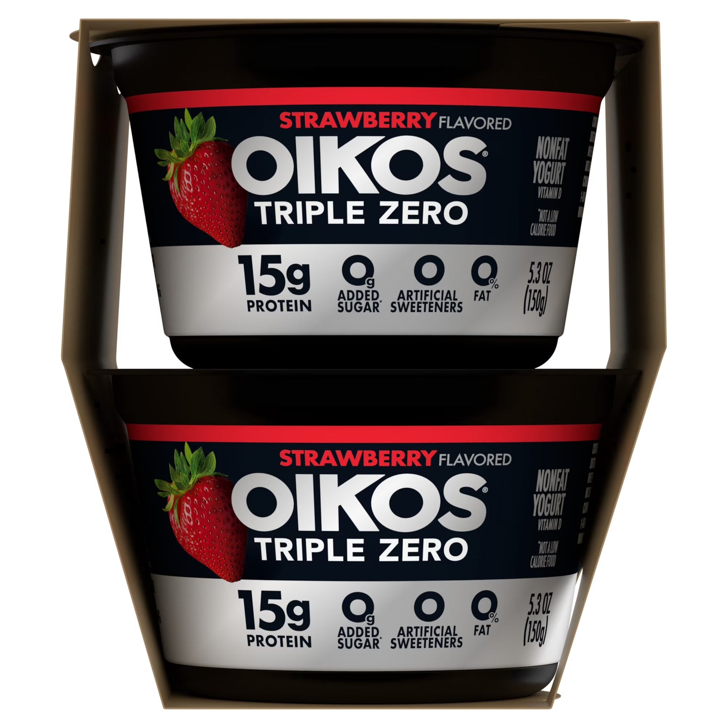 Oikos Triple Zero 15g Protein Fat Free Strawberry Greek Yogurt Cups, 5.3 oz, 4 Ct