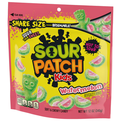 SOUR PATCH KIDS Watermelon Soft & Chewy Gummy Candy, Share Size, 12 oz