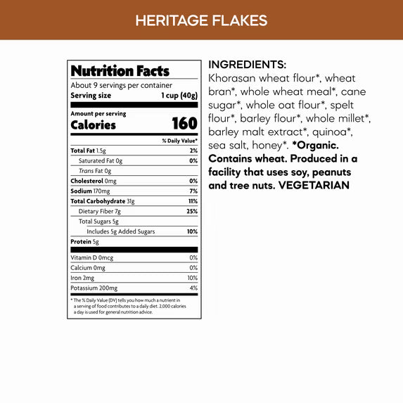 Nature's Path Organic Breakfast Cereal, Heritage Flakes 13.25oz Box