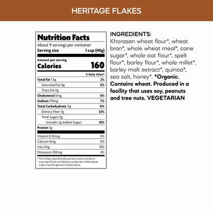 Nature's Path Organic Breakfast Cereal, Heritage Flakes 13.25oz Box