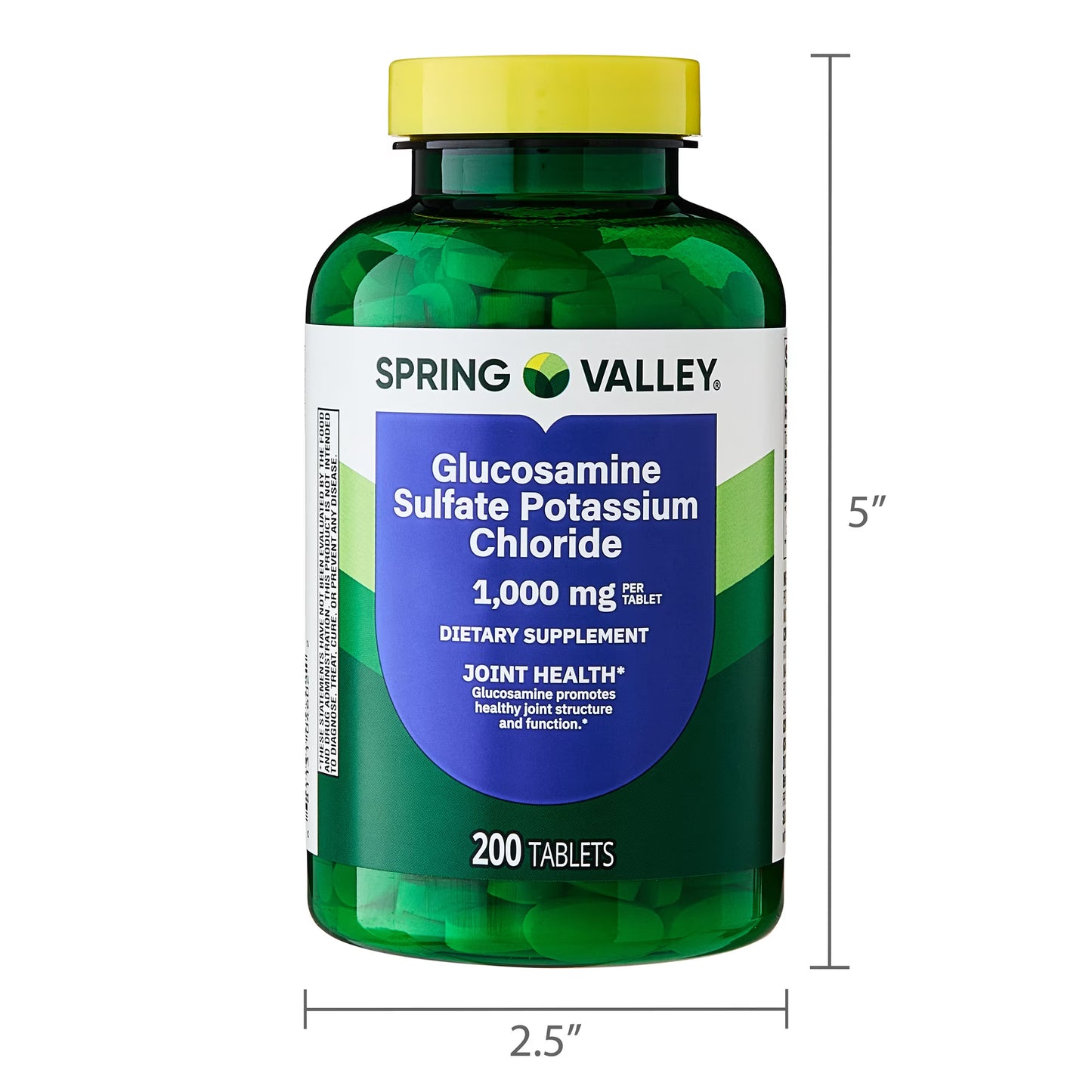 Spring Valley Glucosamine Sulfate Potassium Chloride Dietary Supplement Tablets for Joint Health, 1,000 mg, 200 Count