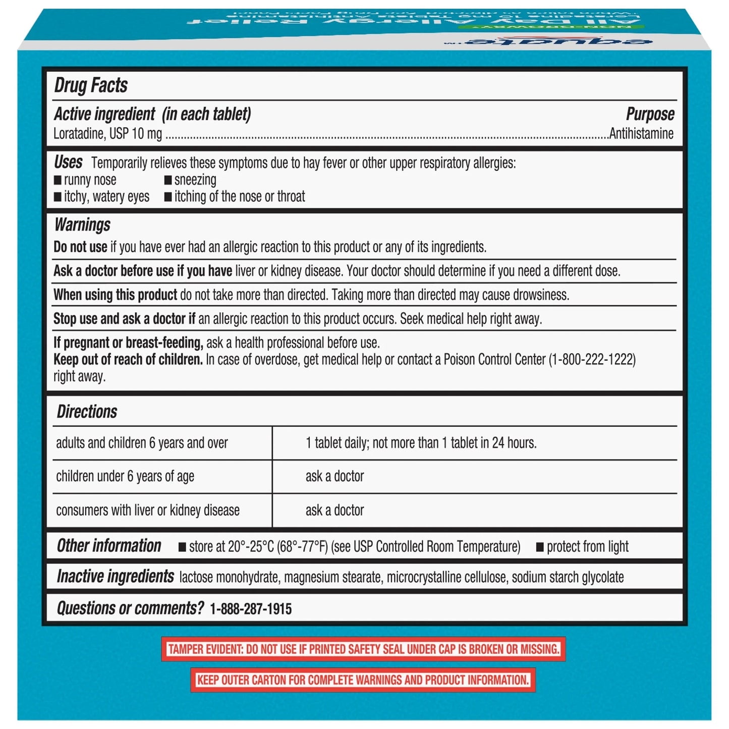 Equate Non-Drowsy All Day Allergy Relief Loratadine 10 mg Tablets Antihistamine, 120 Count (2x60 Count), Compare to ClaritinÂ 24 Hour Active Ingredient