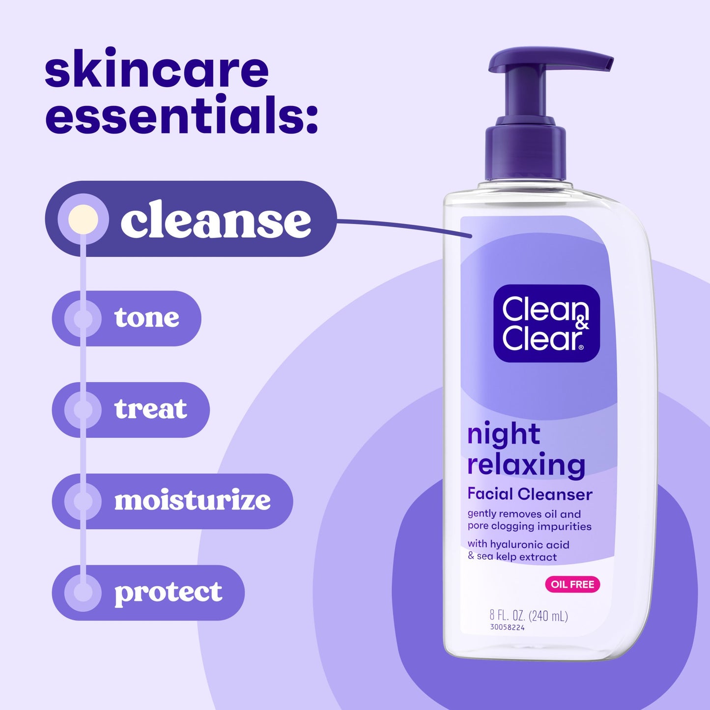 Clean & Clear Night Relaxing Oil-Free Night Face Wash, 8 fl. oz