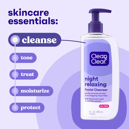 Clean & Clear Night Relaxing Oil-Free Night Face Wash, 8 fl. oz
